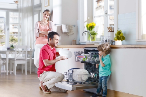family and dishwasher image